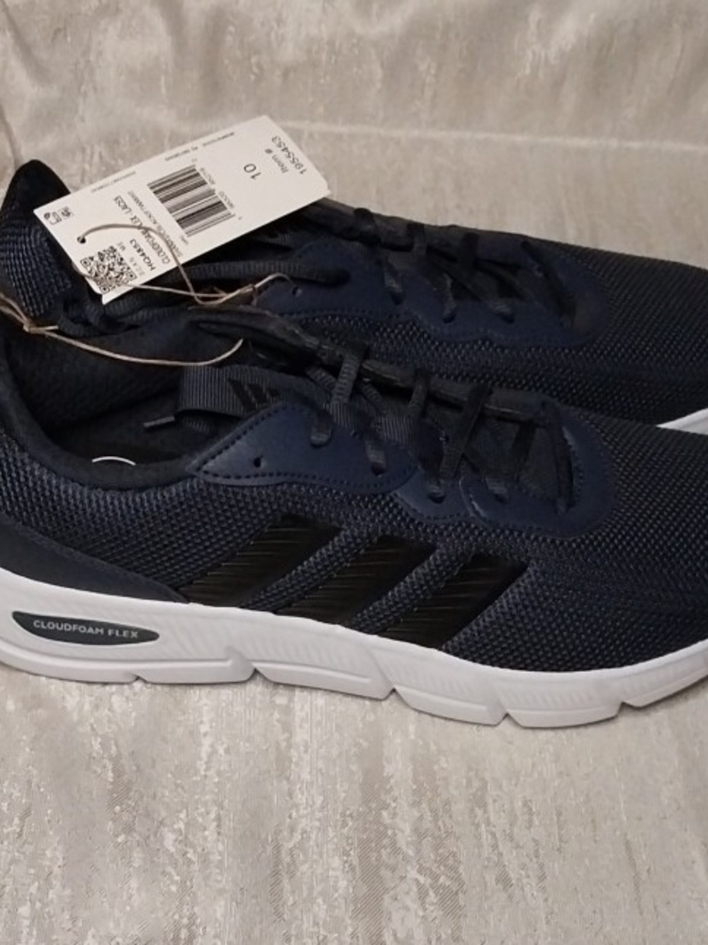 adidas Men's Navy and Black Athletic Running Shoes Cloudfoam Flex Wide Fit Sz 10